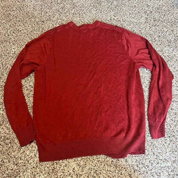 Dockers Red Windowpane Crewneck Sweater Classic Knit Pullover XL - Picture 5 of 6